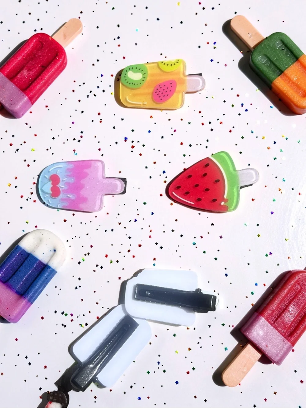 Set of 5 Fun Fruit Popsicle Hair Clips – Summer Aesthetic Barrettes